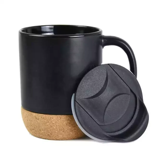 Ceramic Mugs with Lid and Cork Base