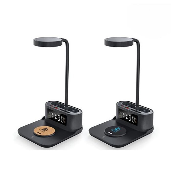 Desk Lamp with 15W Wireless Charger, Clock and Pen Holder - Image 2