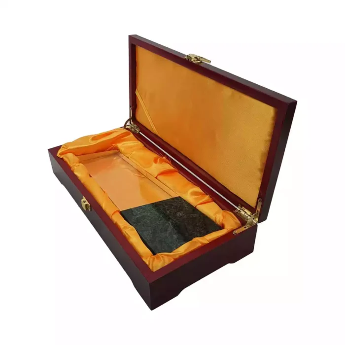 Crystal and Marble Award With Wooden Box