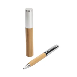 Metal Pen with Bamboo Barrel