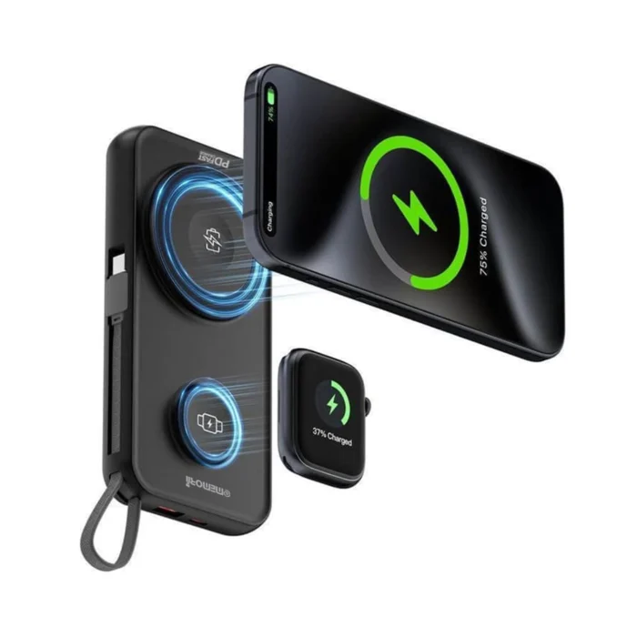 Universal Wireless Power Bank With Inbuilt Cables