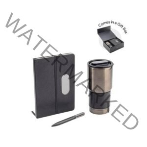 Gift set with tumbler notebook and pen for corporate gifts in Dubai