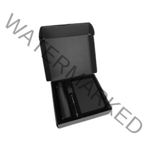 All black corporate gift box with notebook bottle pen and keychain Corporate Gifts in Dubai